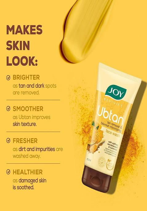 Joy Set Of 3 Lemon Papaya Ubtan Tan Removal Face Wash 150 Ml Each