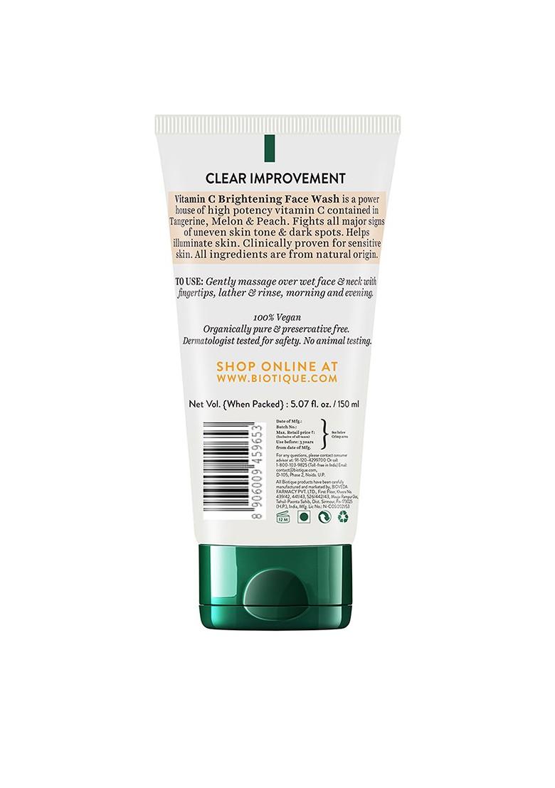 Biotique Clear Improvement Vitamin C Brightening Face Wash With Peach Tangerine 150 Ml