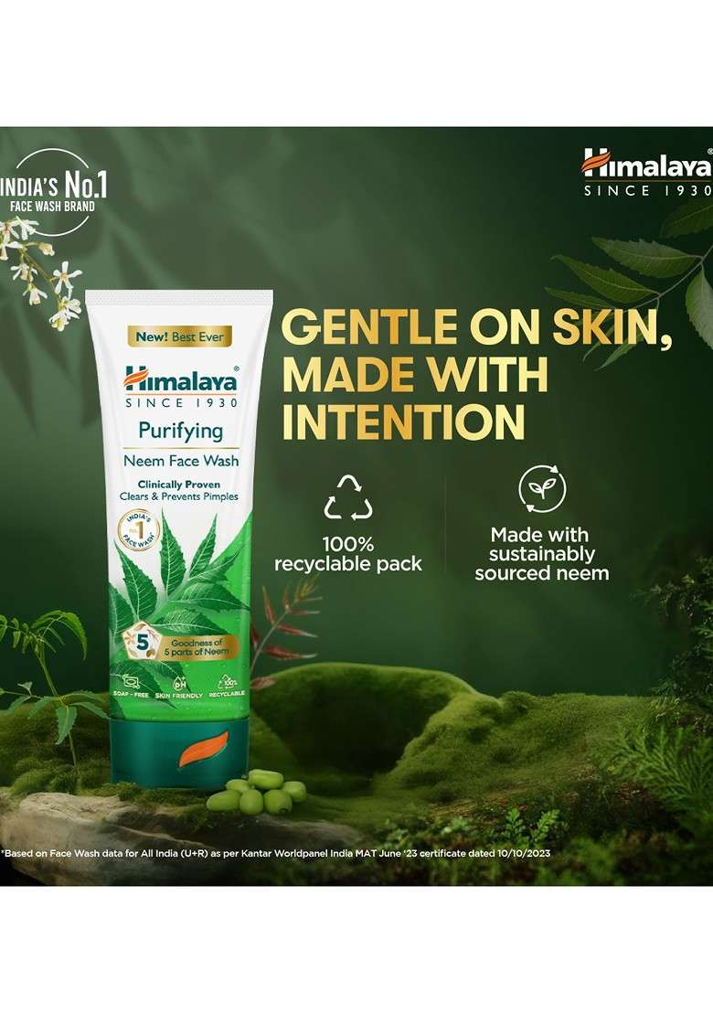 Himalaya Set Of 2 Purifying Neem Face Wash With Turmeric 400Ml Each - Indya