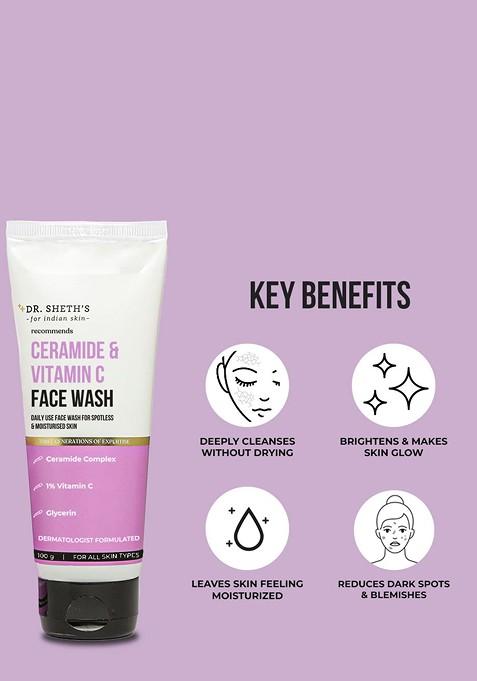 Dr Sheths Ceramide Vitamin C Face Wash For Hydrated Glowing Skin 100G