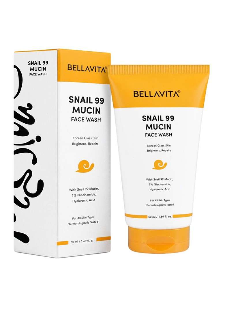 Bella Vita Organic Snail 99 Mucin Face Wash With Niacinamide For Korean Glass Skin 50 Ml - Indya