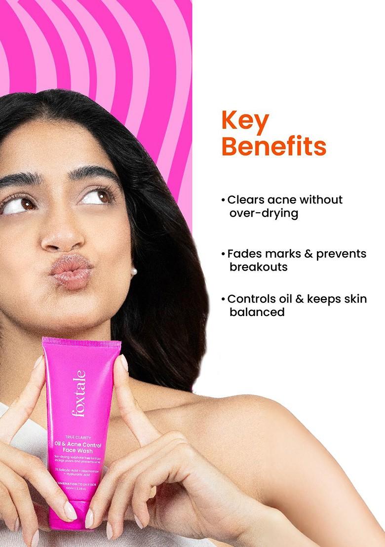 Foxtale True Clarity Oil Acne Control Face Wash With 2 Sacylic Acid 100Ml