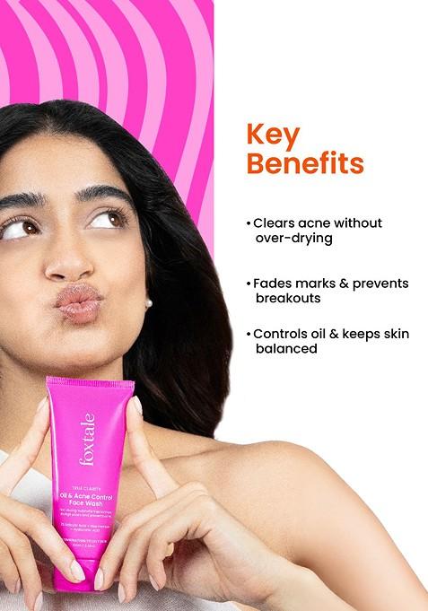 Foxtale True Clarity Oil Acne Control Face Wash With 2 Sacylic Acid 100Ml