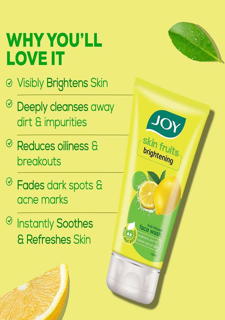 Joy Set Of 2 Skin Fruits Lemon Brightening Face Wash 150 Ml Each - Indya