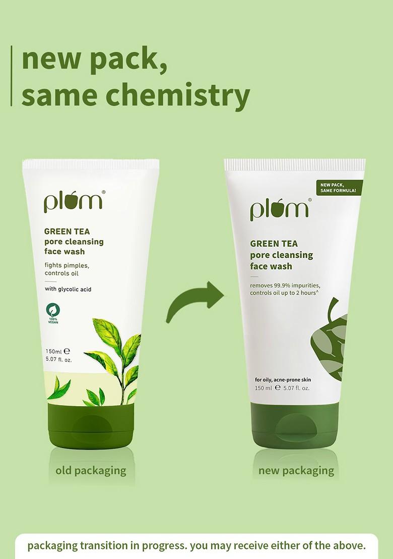 Plum Green Tea Pore Cleansing Gel Face Wash With Glycolic Acid For Acne 150Ml