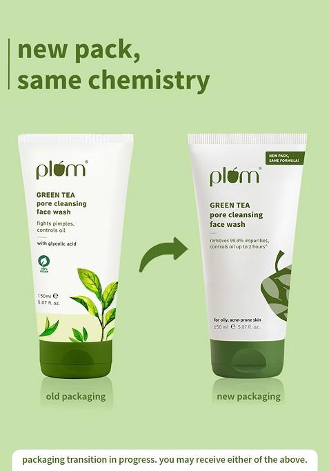 Plum Green Tea Pore Cleansing Gel Face Wash With Glycolic Acid For Acne 150Ml