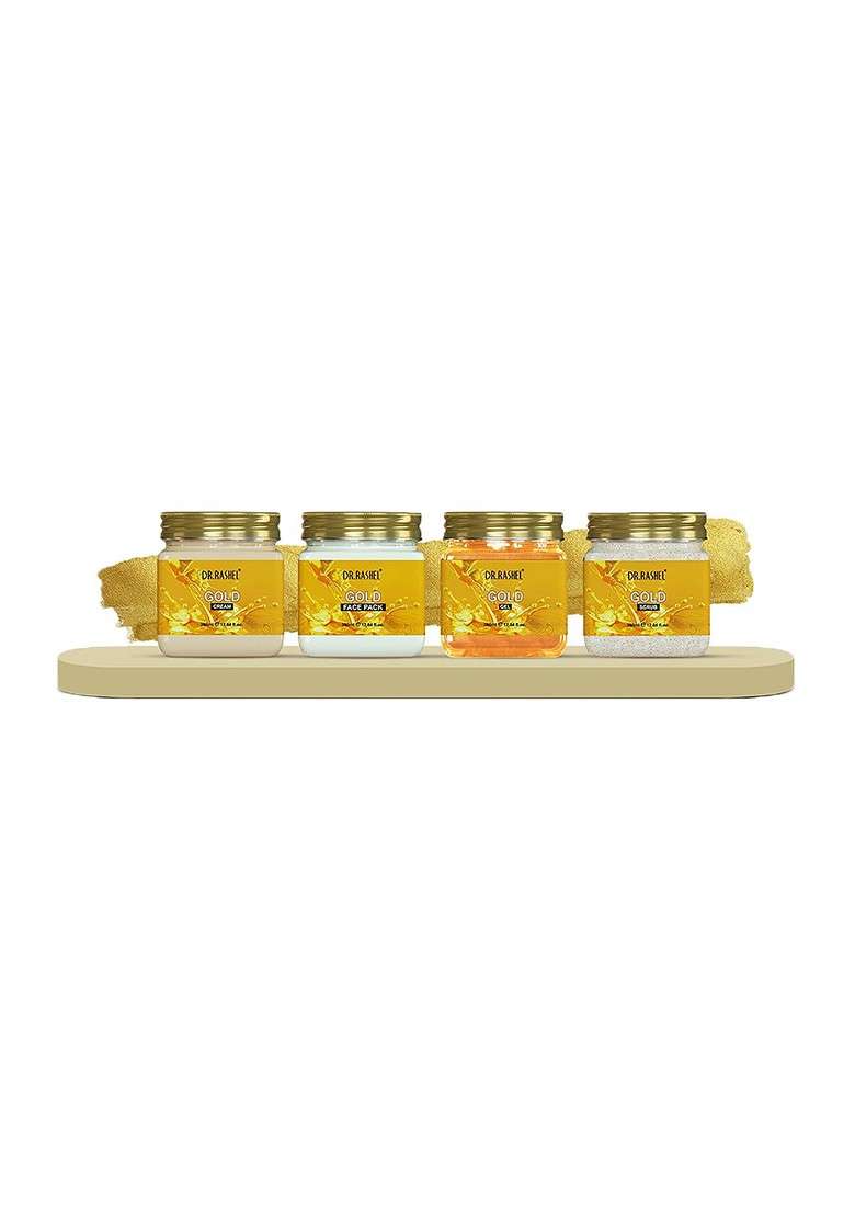 Dr Rashel Set Of 4 Gold Scrub Gel Cream Face Pack 380 Ml Each - Indya