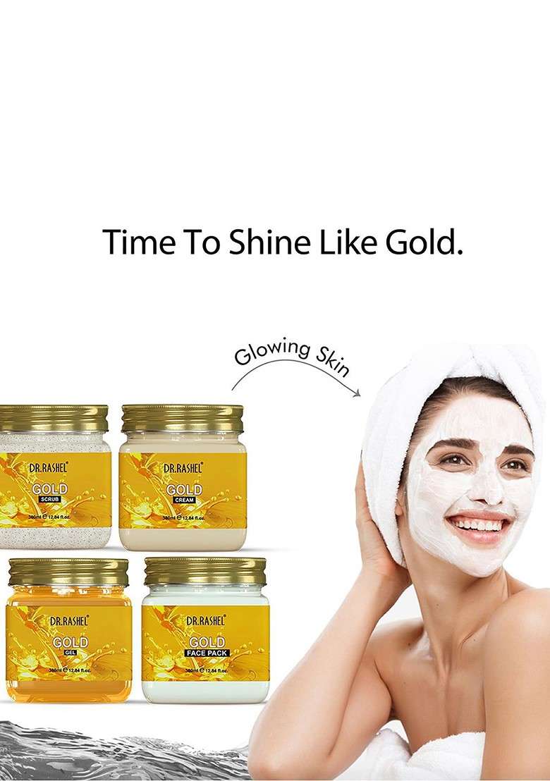 Dr Rashel Set Of 4 Gold Scrub Gel Cream Face Pack 380 Ml Each - Indya