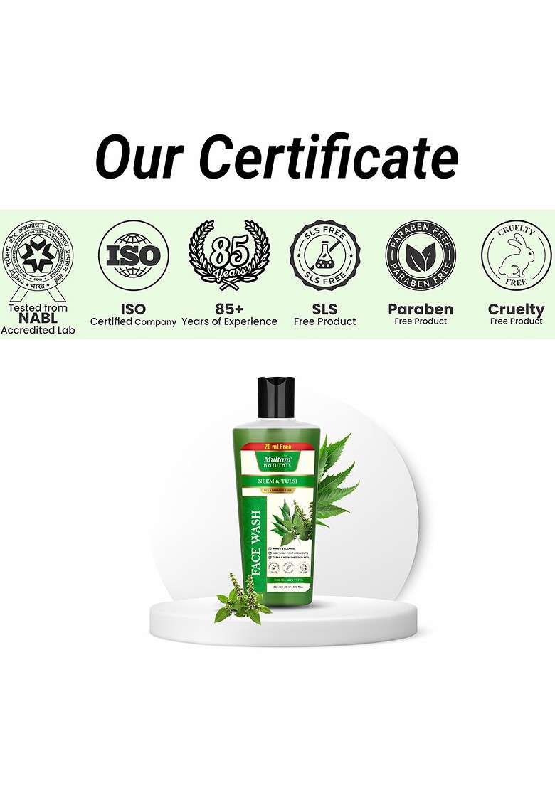 Multani Naturals Neem Tulsi Face Wash 250 Ml - Indya