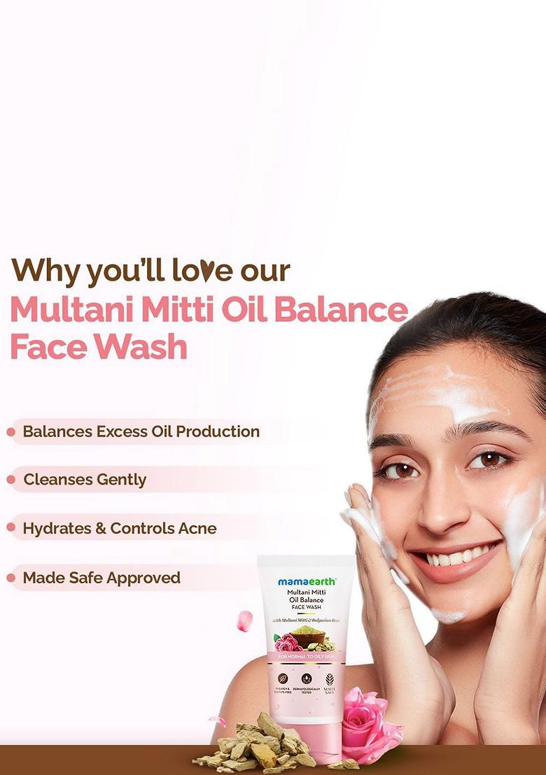 Mamaearth Mulatni Mitti Oil Balance Face Wash For Control Acne Prone Skin 150 Ml