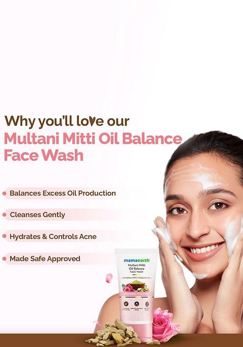 Mamaearth Mulatni Mitti Oil Balance Face Wash For Control Acne Prone Skin 150 Ml