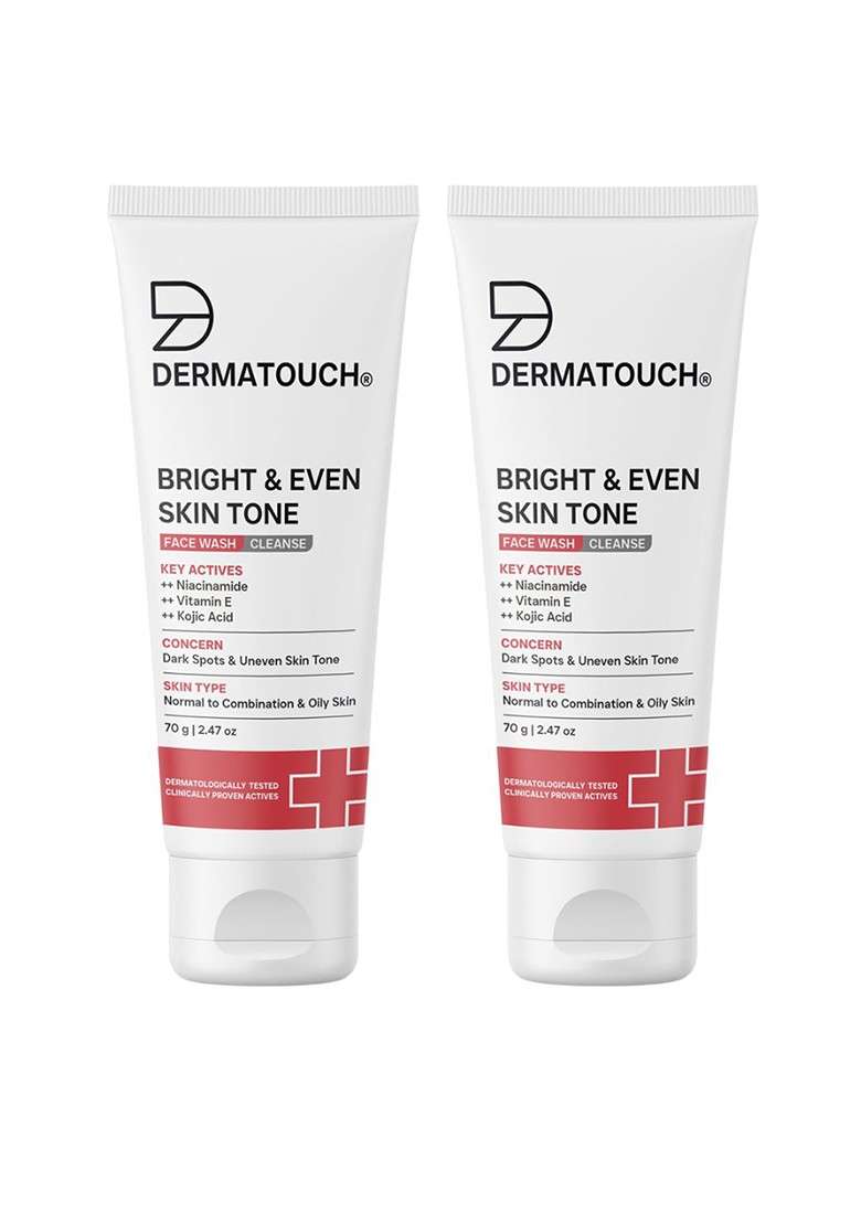 Dermatouch Set Of 2 Bright Even Tone Face Wash With Vitamin E Kojic Acid 70 G Each - Indya