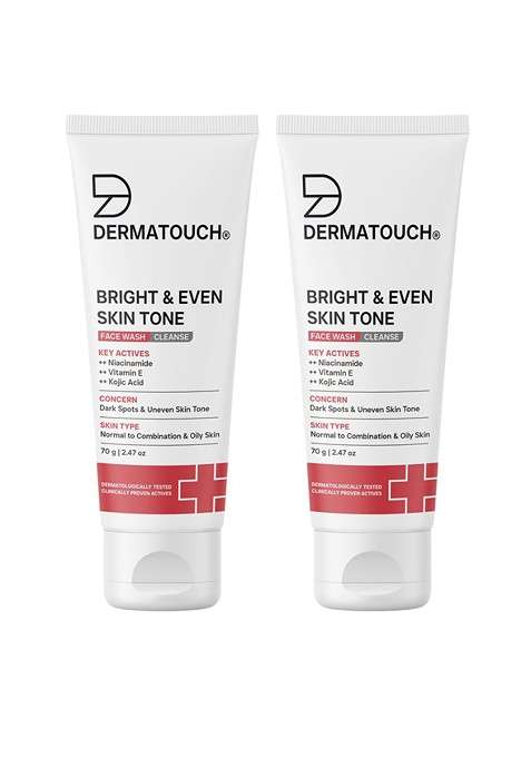 Dermatouch Set Of 2 Bright Even Tone Face Wash With Vitamin E Kojic Acid 70 G Each