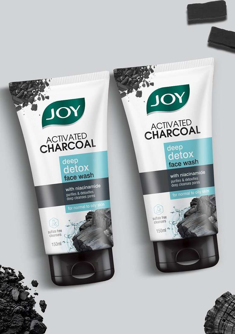 Joy Set Of 2 Activated Charcoal Face Wash 150 Ml Each - Indya