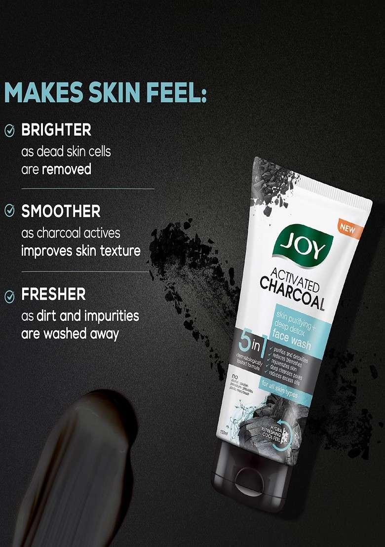 Joy Set Of 2 Activated Charcoal Face Wash 150 Ml Each - Indya