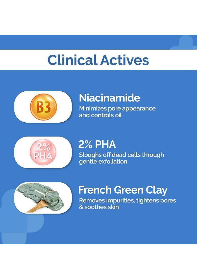 The Derma Co Pore Minimizing Clay Daily Face Wash With 1 Niacinamide 2 Pha 100Ml