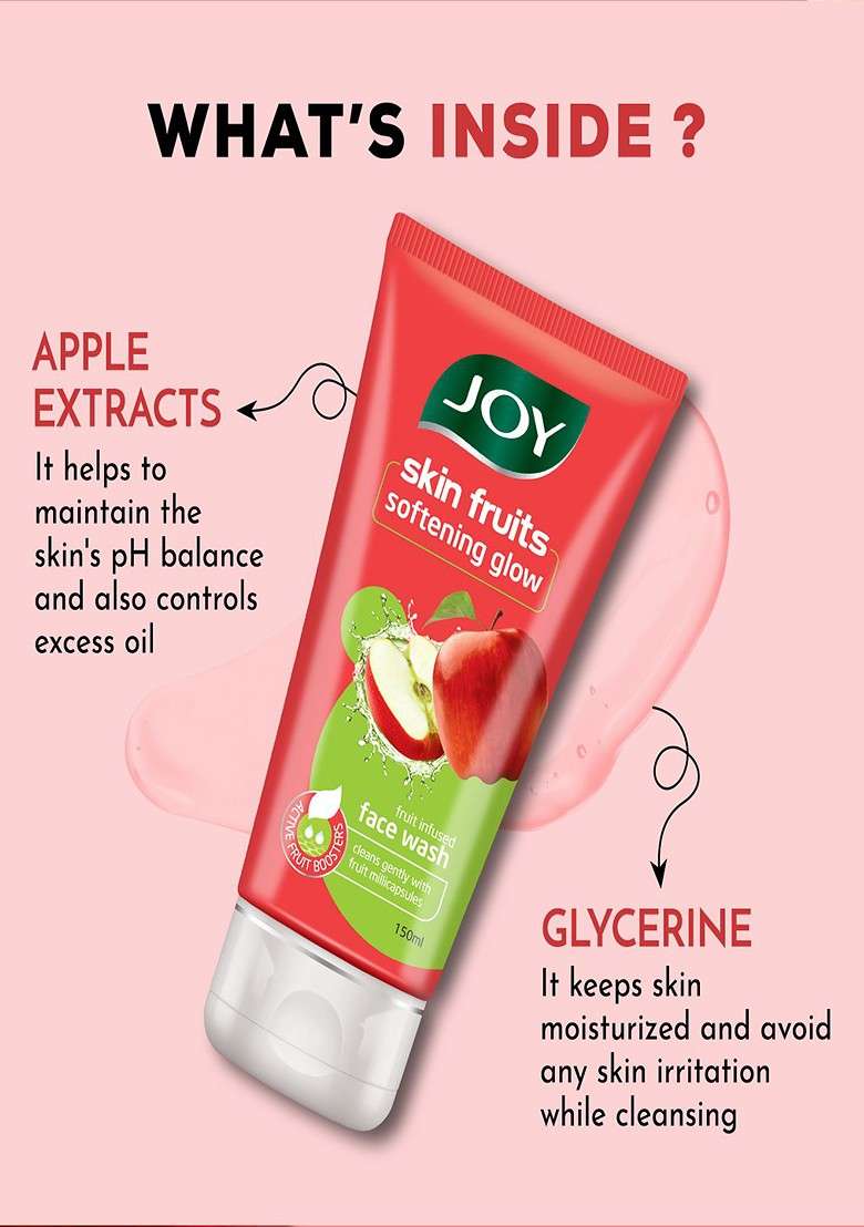 Joy Set Of 2 Skin Fruits Apple Face Wash For Glowing 150 Ml Each - Indya