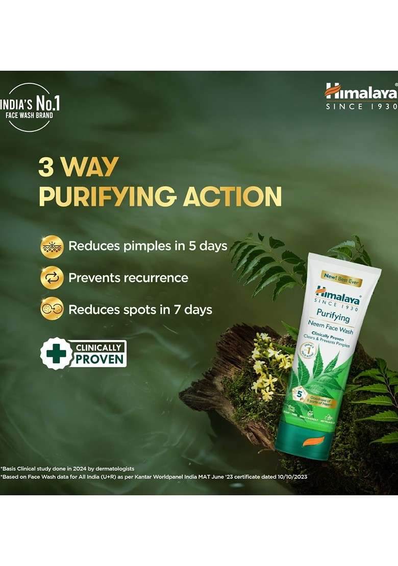 Himalaya Set Of 2 Anti Pimple Purifying Neem Face Wash With Turmeric 200 Ml Each - Indya