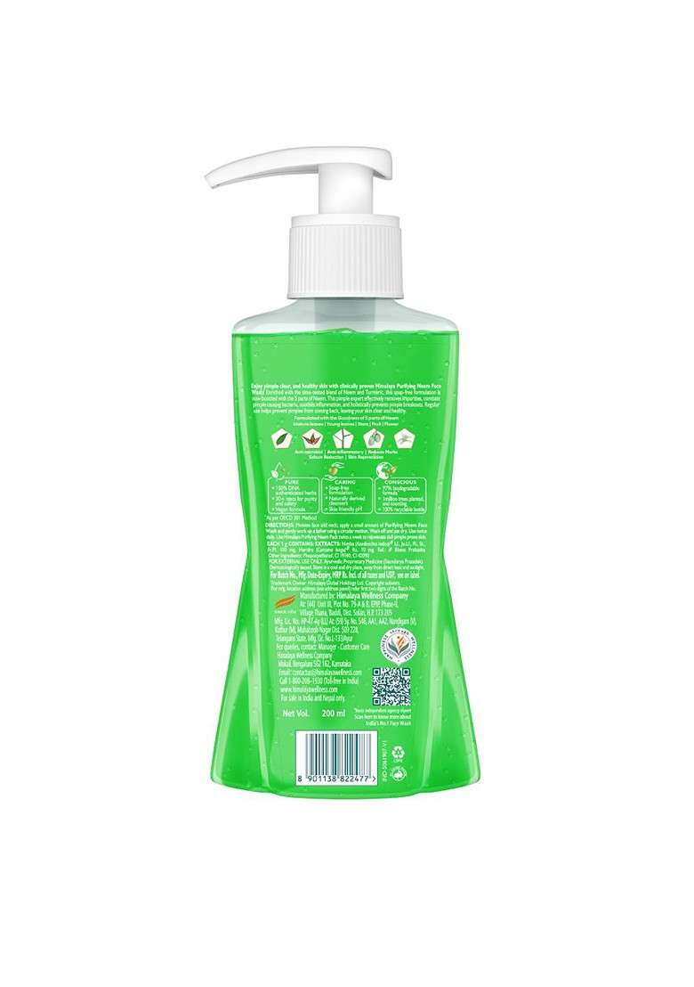 Himalaya Set Of 2 Anti Pimple Purifying Neem Face Wash With Turmeric 200 Ml Each - Indya