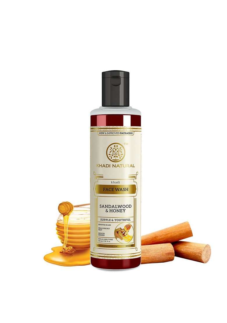 Khadi Natural Sandal Honey Face Wash To Fight Acne 210Ml - Indya