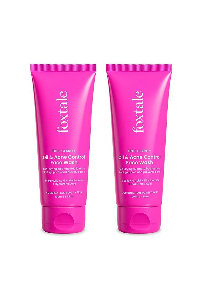 Foxtale Set Of 2 True Clarity Oil Acne Control Face Wash With Niacinamide 100 Ml Each