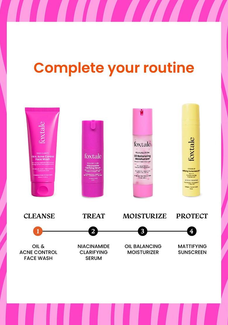 Foxtale Set Of 2 True Clarity Oil Acne Control Face Wash With Niacinamide 100 Ml Each