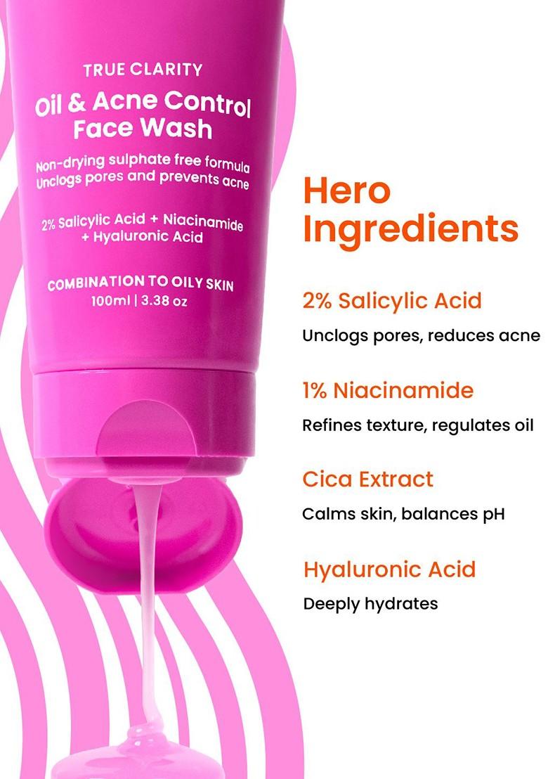 Foxtale Set Of 2 True Clarity Oil Acne Control Face Wash With Niacinamide 100 Ml Each