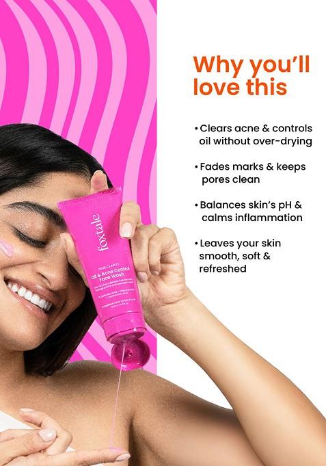 Foxtale Set Of 2 True Clarity Oil Acne Control Face Wash With Niacinamide 100 Ml Each