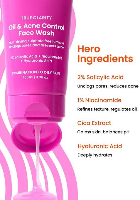 Foxtale Set Of 2 True Clarity Oil Acne Control Face Wash With Niacinamide 100 Ml Each