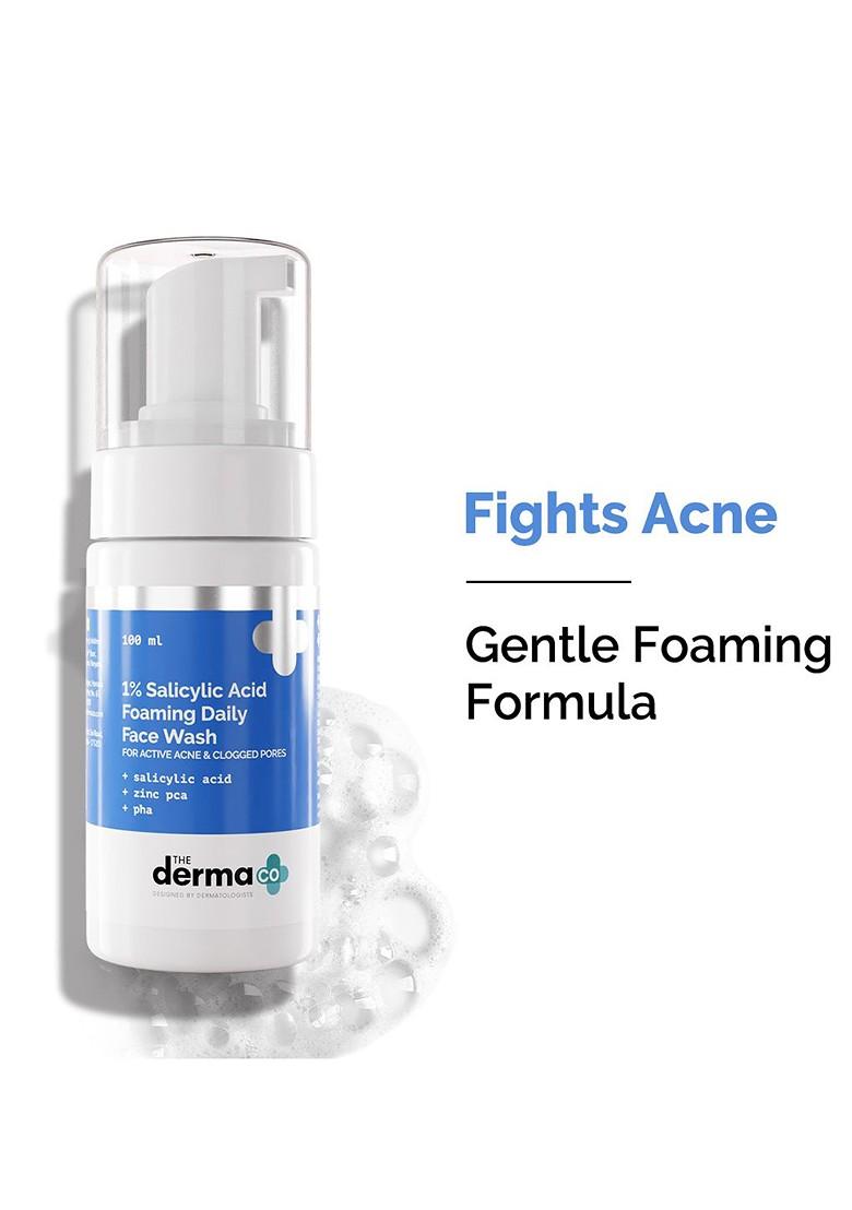 The Derma Co White 1 Salicylic Acid Foaming Daily Face Wash With For Active Acne 100 Ml