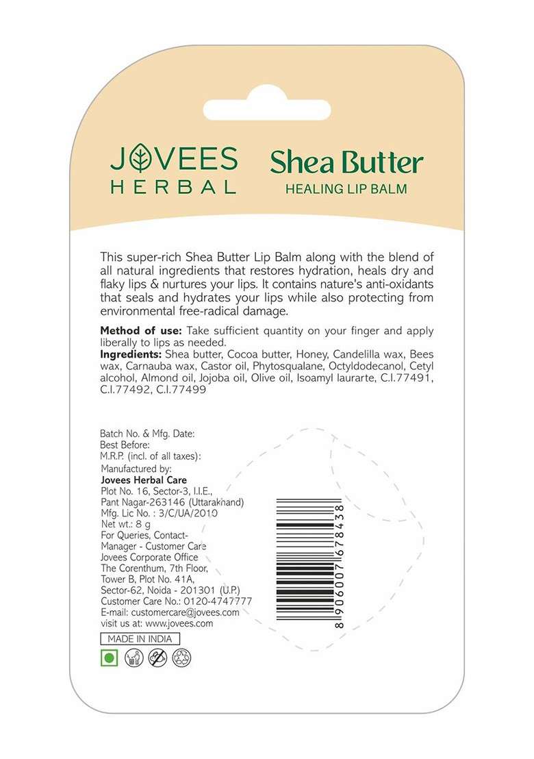Jovees Off White Shea Butter Healing Lip Balm - Indya