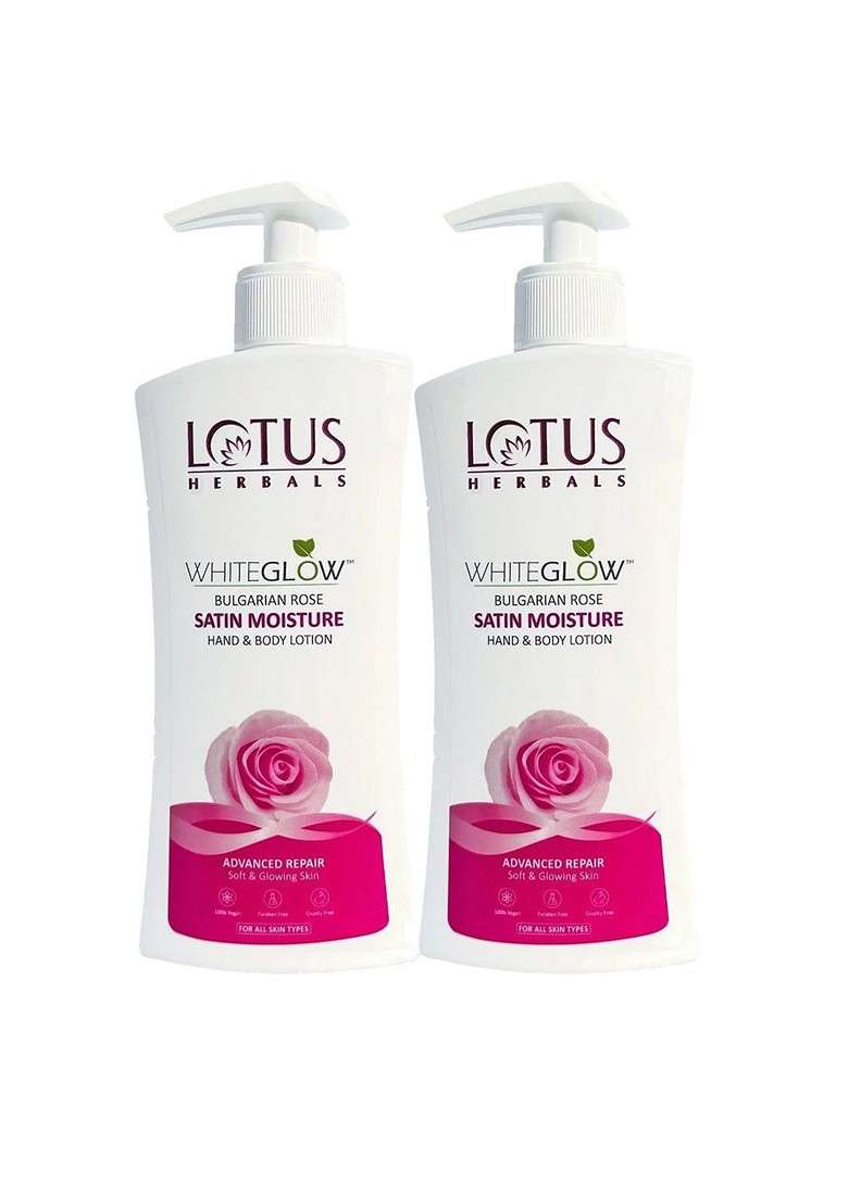 Lotus Herbals Set Of 2 Bulgarian Rose Satin Moisture Hand Body Lotion 270 Ml Each - Indya