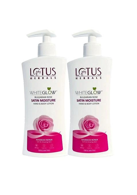 Lotus Herbals Set Of 2 Bulgarian Rose Satin Moisture Hand Body Lotion 270 Ml Each