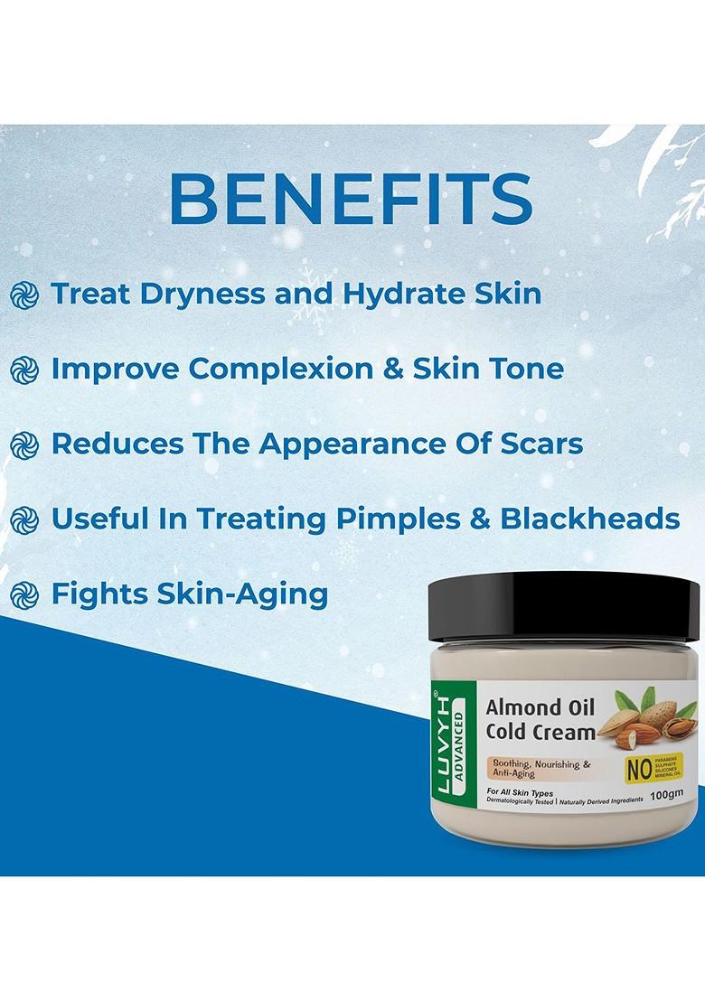 Luvyh Anti Ageing Almond Oil Cold Cream For Face Body Moisturization 100G