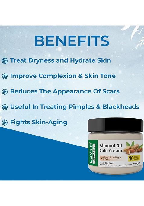 Luvyh Anti Ageing Almond Oil Cold Cream For Face Body Moisturization 100G