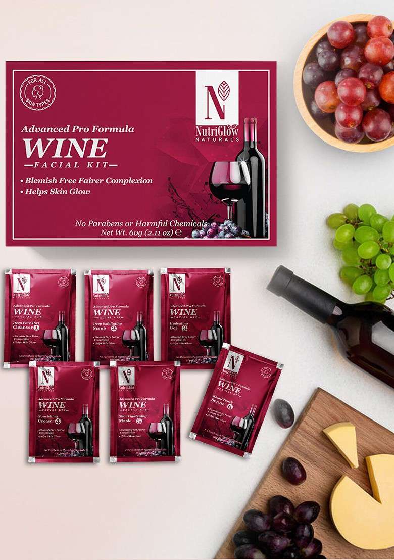 Nutriglow Naturals Wine Facial Kit With Derma Roller - Indya