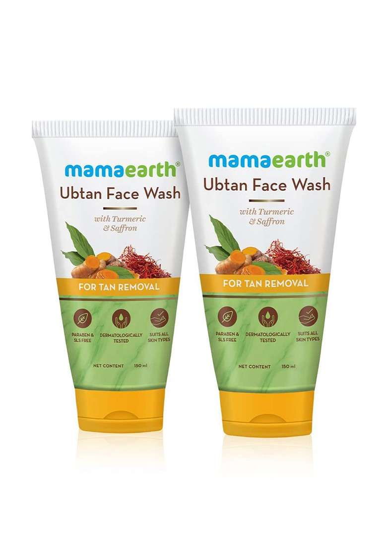 Mamaearth Set Of 2 Ubtan Face Wash With Turmeric Saffron 150 Ml Each - Indya