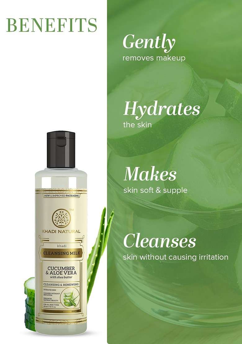 Khadi Natural Cucumber Aloe Vera Cleansing Milk 210Ml - Indya