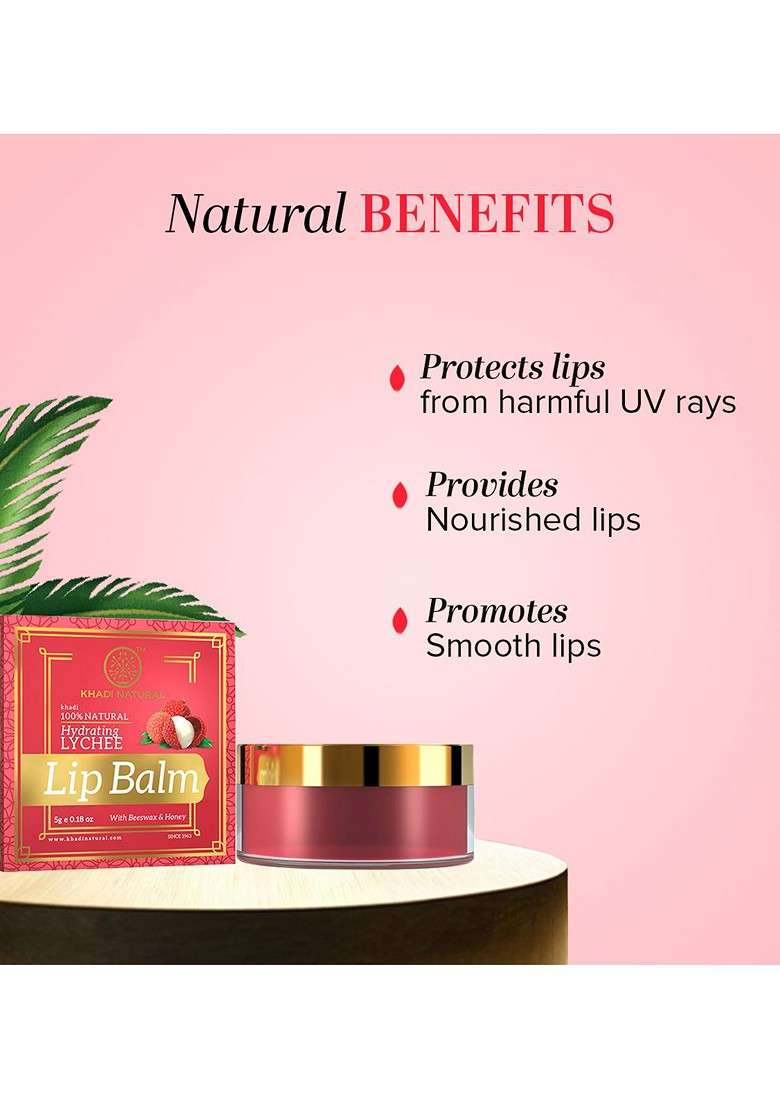 Khadi Natural Lychee Lip Balm With Hydrating Formula 5 G - Indya