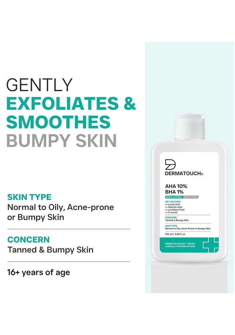 Dermatouch Aha 10 Bha 1 Body Lotion For Skin Moisturising 100 Ml - Indya