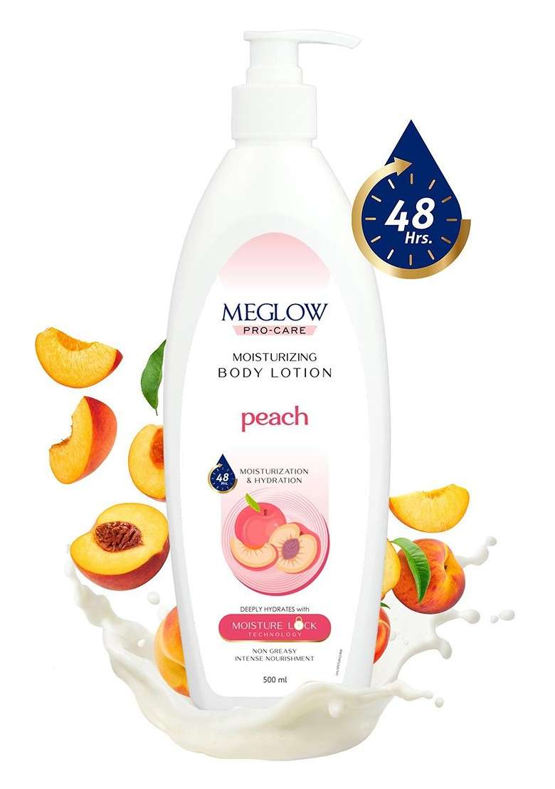Meglow Peach 48Hrs Hydrating Moisturizing Body Lotion 500 Ml - Indya