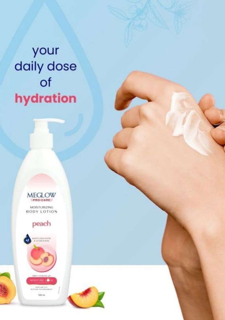Meglow Peach 48Hrs Hydrating Moisturizing Body Lotion 500 Ml - Indya