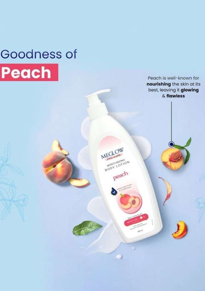 Meglow Peach 48Hrs Hydrating Moisturizing Body Lotion 500 Ml - Indya