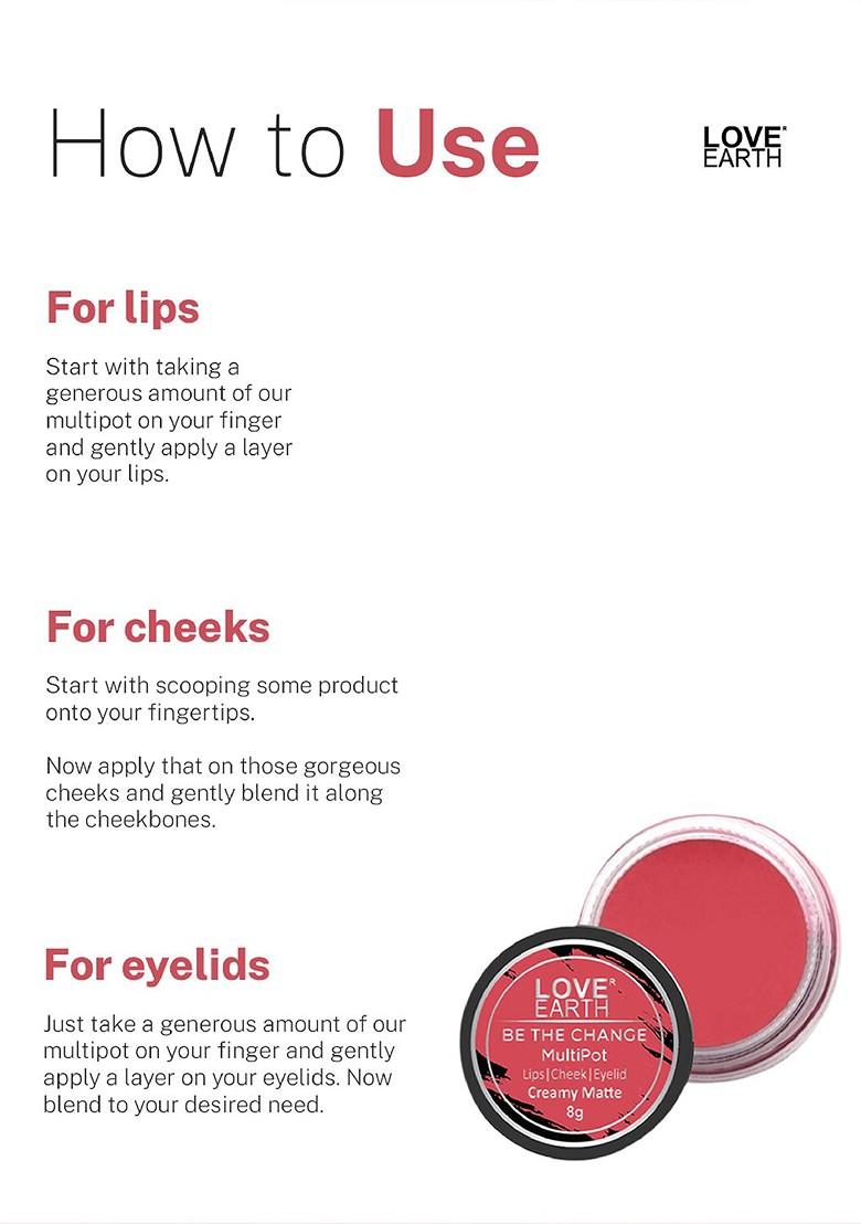 Love Earth Multipot Creamy Matte Lip Cheek Eyelid Tint 8 G Be The Change