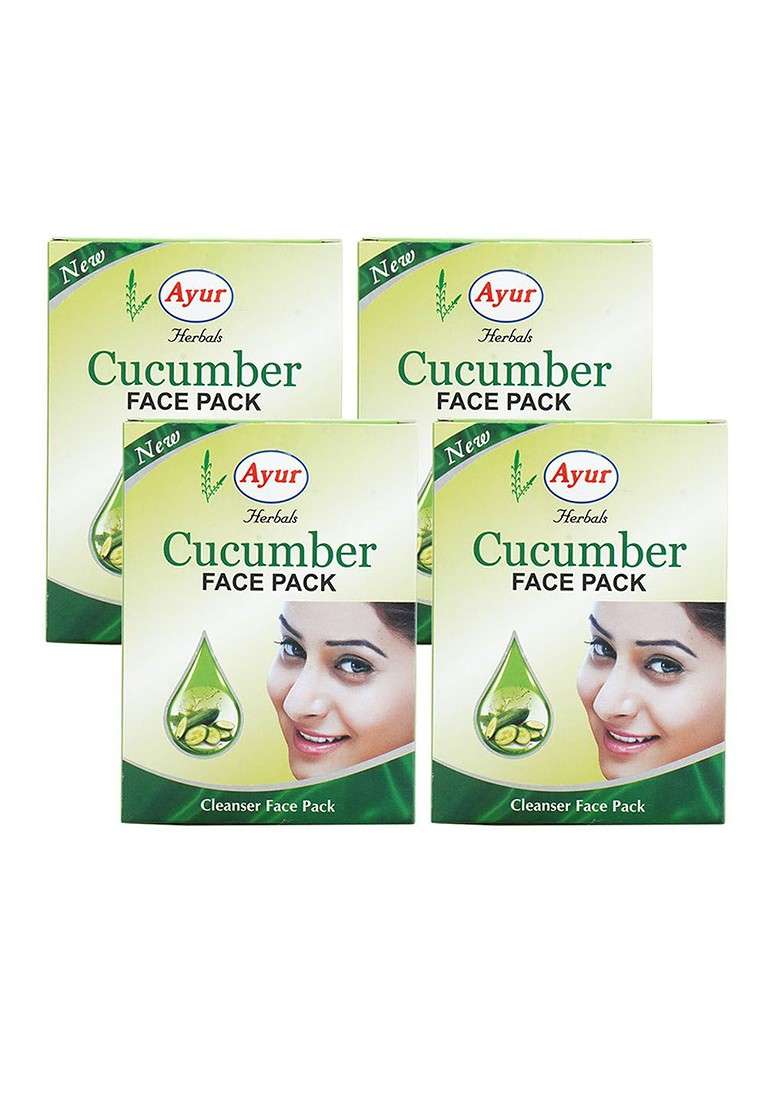 Ayur Herbals Set Of 4 Remove The Dead Cells Cucumber Face Pack 100 G Each - Indya