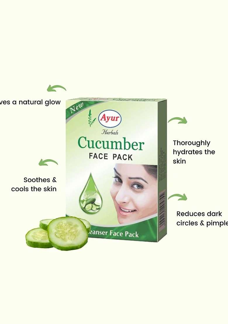 Ayur Herbals Set Of 4 Remove The Dead Cells Cucumber Face Pack 100 G Each - Indya