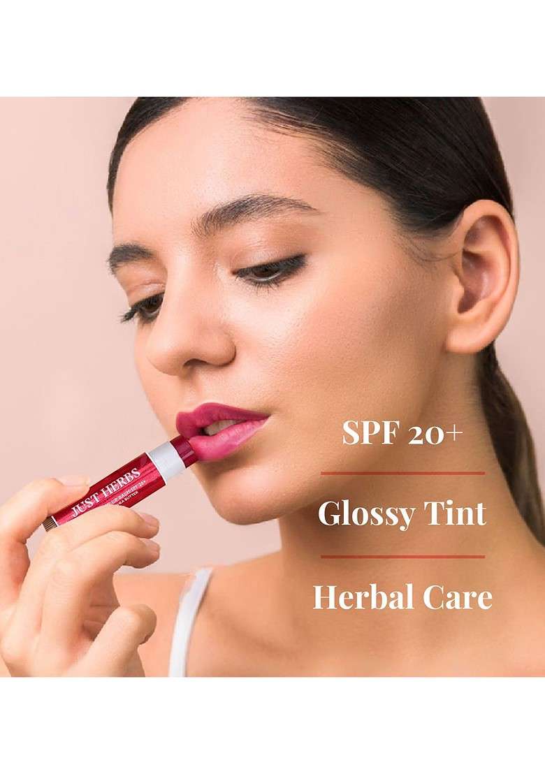 Just Herbs Spf 20 Beetroot Tinted Lip Balm With Almond Oil Shea Butter 4G - Indya
