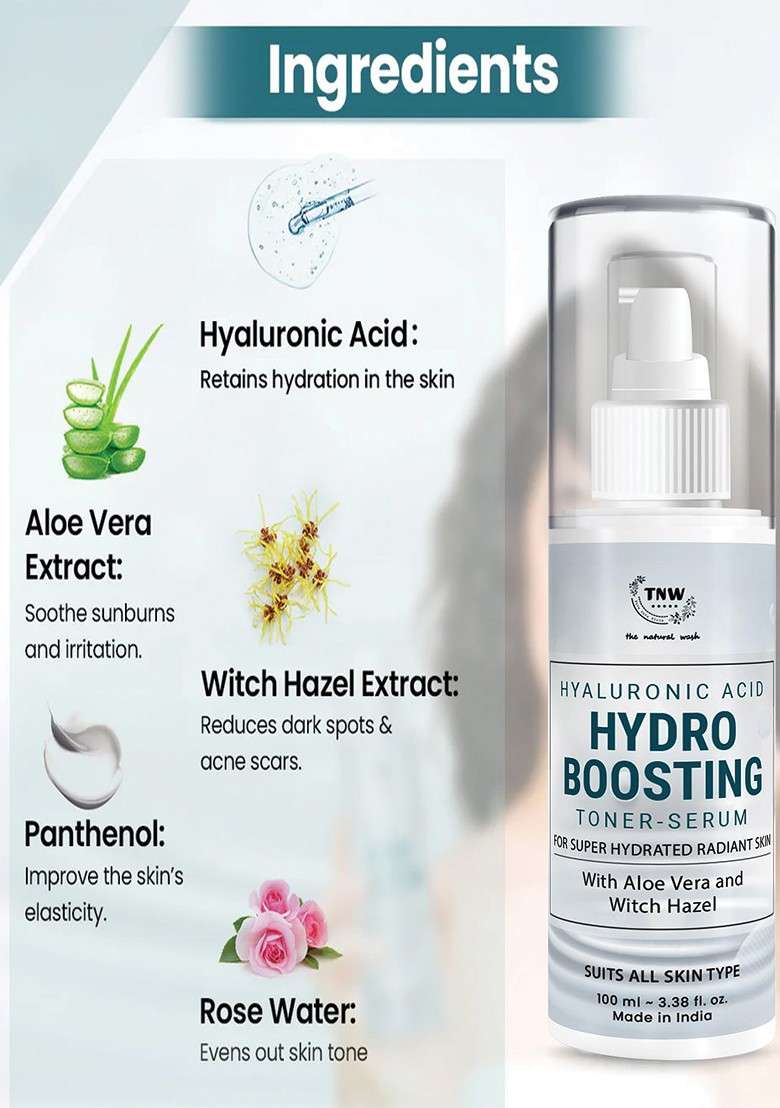 Tnw The Natural Wash Hyaluronic Acid Hydro Boosting Toner Serum 100Ml - Indya