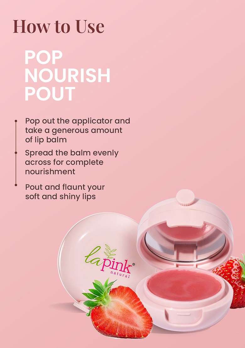 La Pink Strawaberry Lip Balm 15Gm - Indya