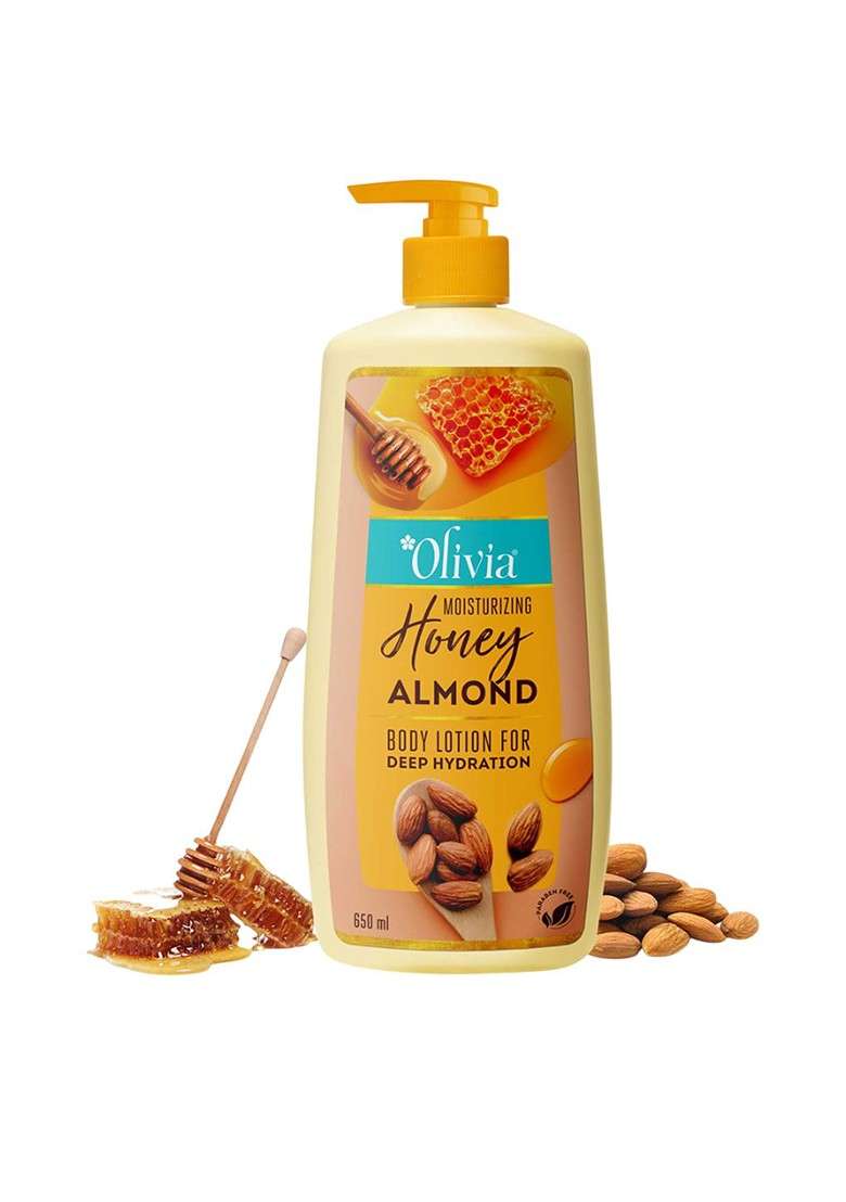 Olivia Honey Almond Deep Hydration Body Lotion With Olive Oil Vitamin E 650 Ml - Indya